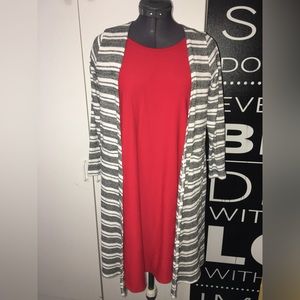 Lularoe Cardigan size 12 Large STRIPE black / grey mix POLY / Rayon BLEND USA